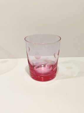 Marquis by Waterford Pink Polka Dots Double Old Fashioned Crystal Glass 4.25”